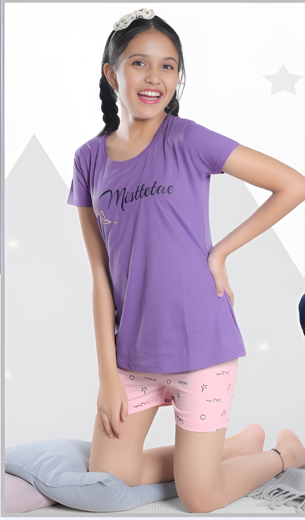 purple girls night wear combo set shop now