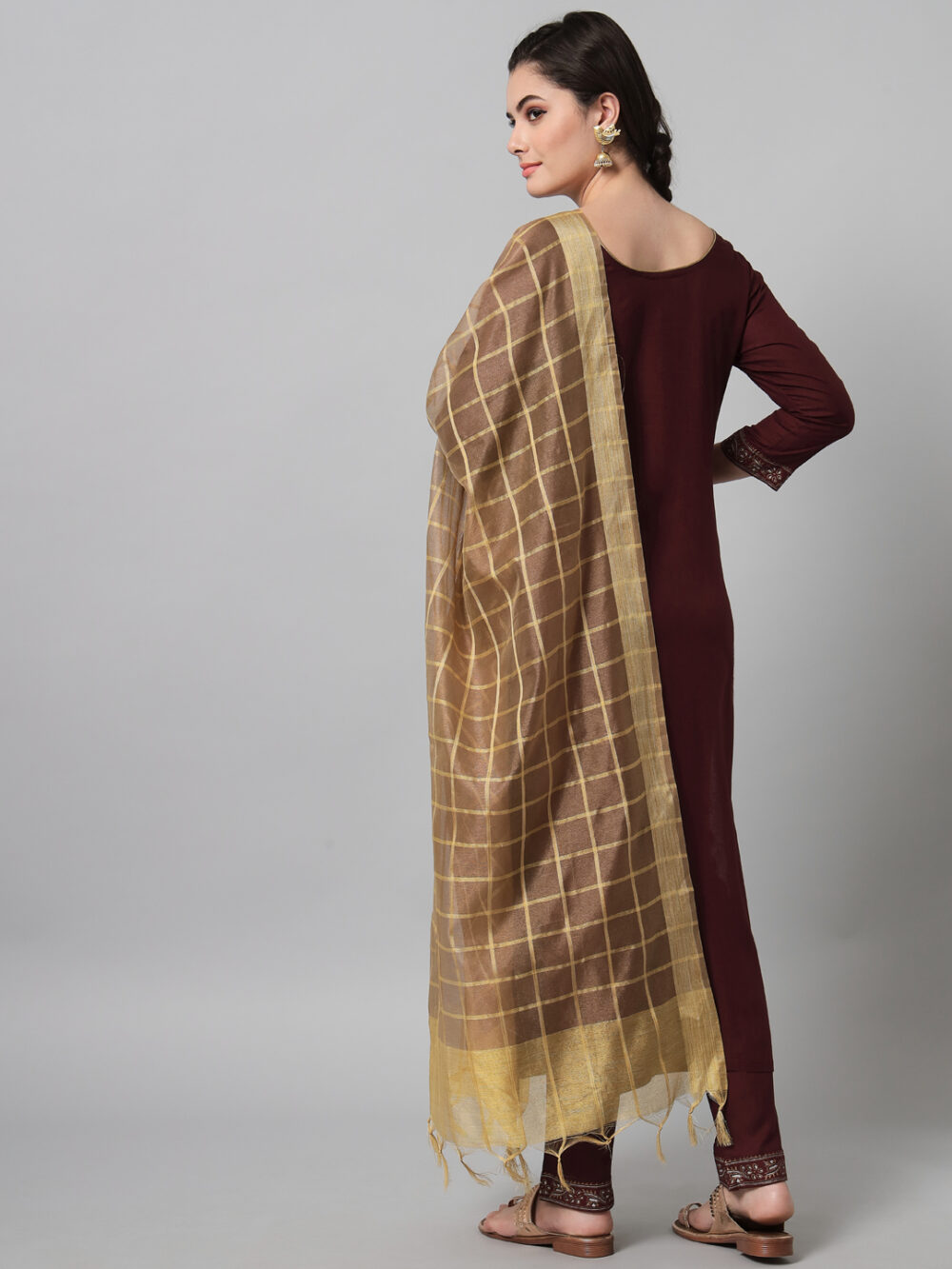 wine kurta trouser set with dupatta shop