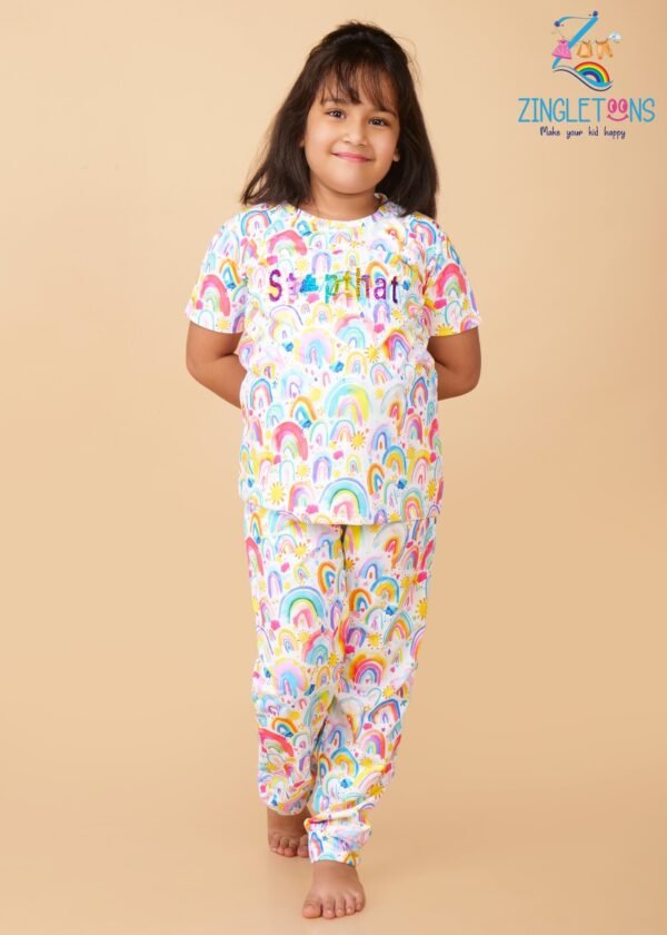 Girls Printed Tshirt And Joggers Clothing Set