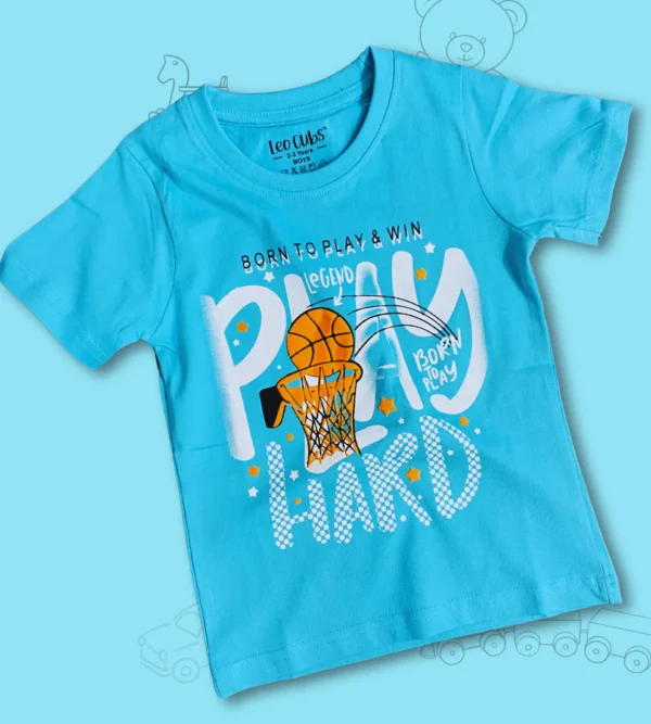 Sky Blue Premium Printed T-shirt For Boys