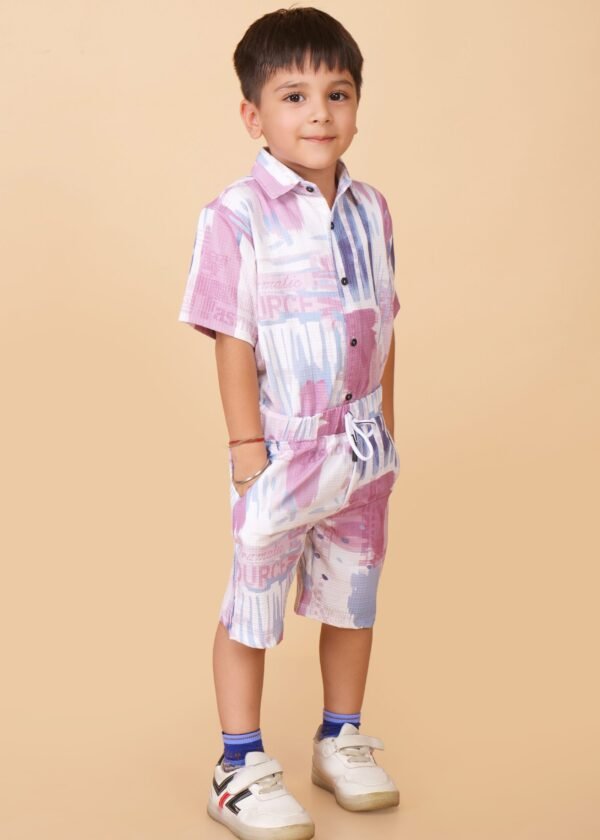 Boys Printed Pure Linen Cords Set - Image 2