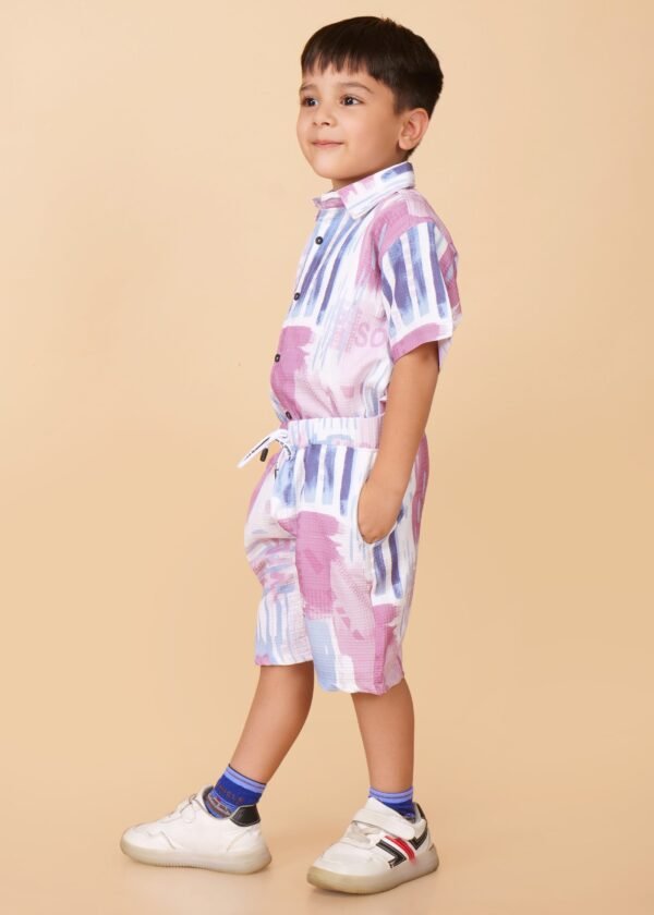 Boys Printed Pure Linen Cords Set - Image 3