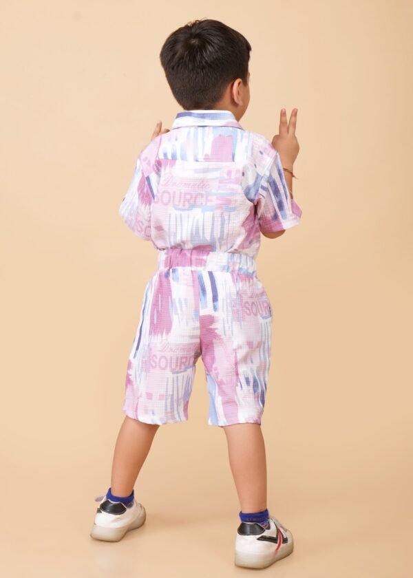 Boys Printed Pure Linen Cords Set - Image 4