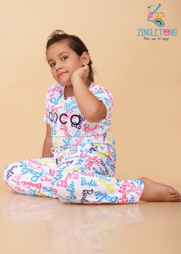 Girls Printed Half Sleeves T-shirt with Jogger