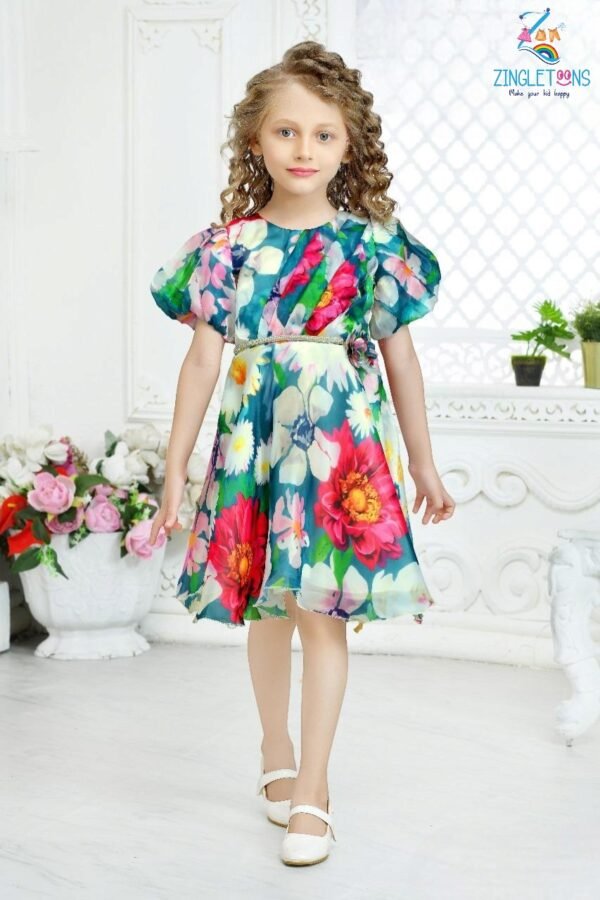 DODO Floral Printed Ruffel Pattern Baby Girl Frock