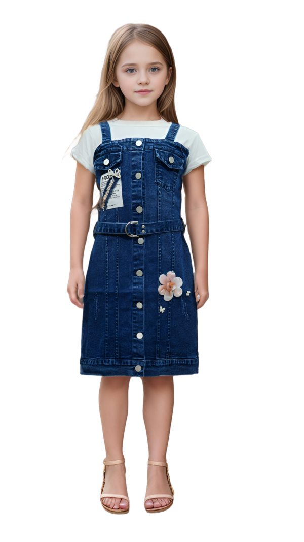 Girls Denim Dungry Dress For Girls - Image 2