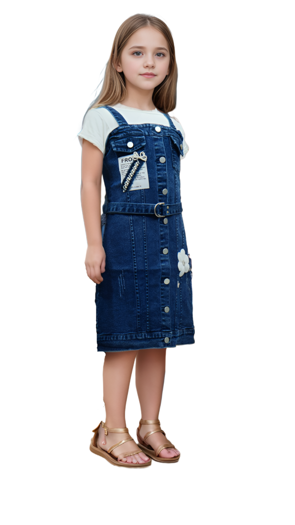 Girls Denim Dungry Dress For Girls - Image 4