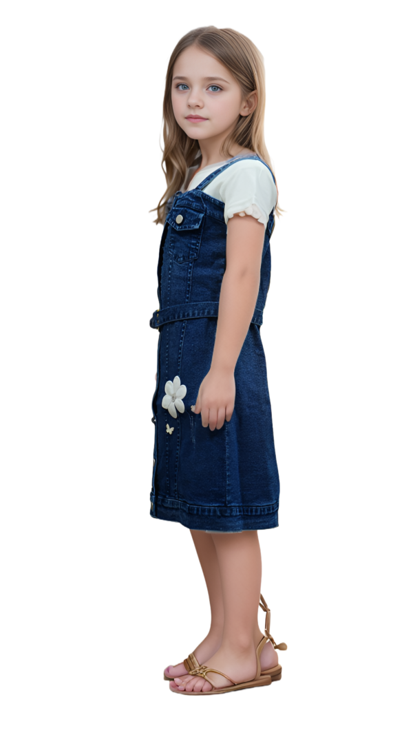 Girls Denim Dungry Dress For Girls - Image 3