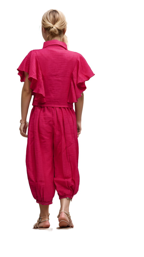 Stylish Pink Cotton Capri Set For Girls - Image 5