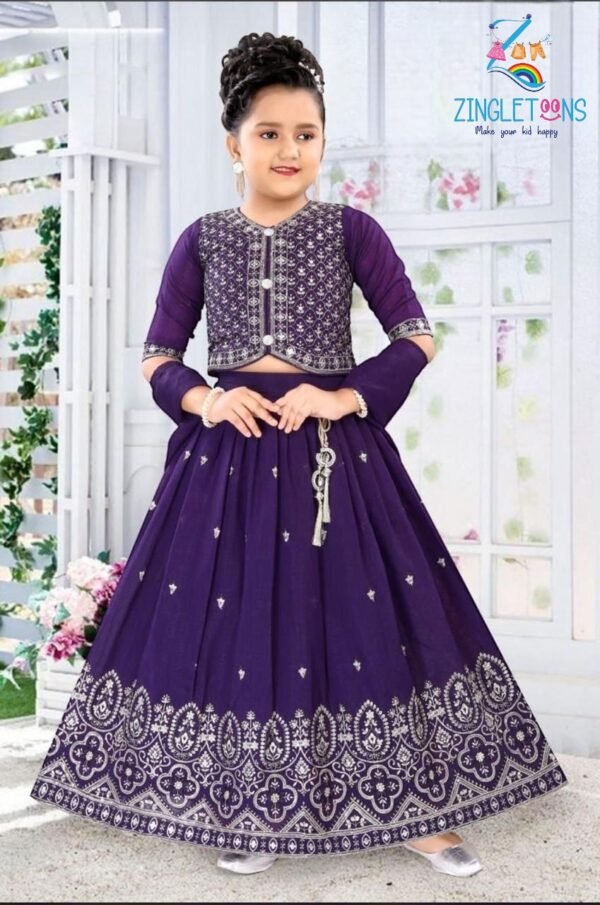 Girls Embroidered Ready to Wear Lehenga & Choli