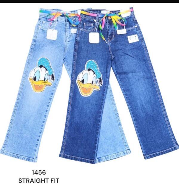 GIRLS FUNKEY DENIM WITH DONALD DUCK PRINTED PATCH