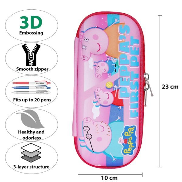 Peppa pig hard case eva zippered pencil case,pouch pink color - Image 4