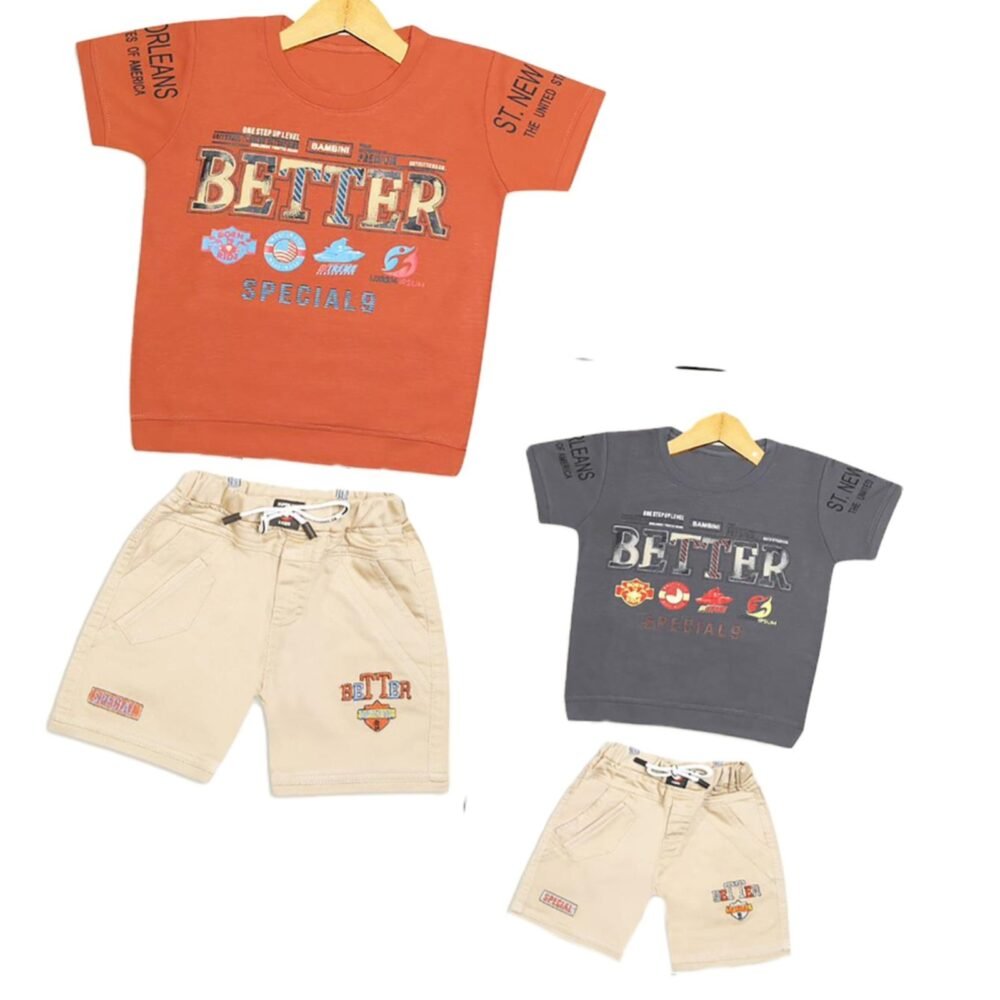 Welfit Printed Cotton Boy's Half Sleeve T-Shirt & Shorts