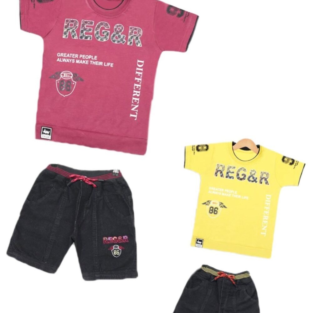 Welfit Printed Cotton Boy's Half Sleeve T-Shirt & Shorts