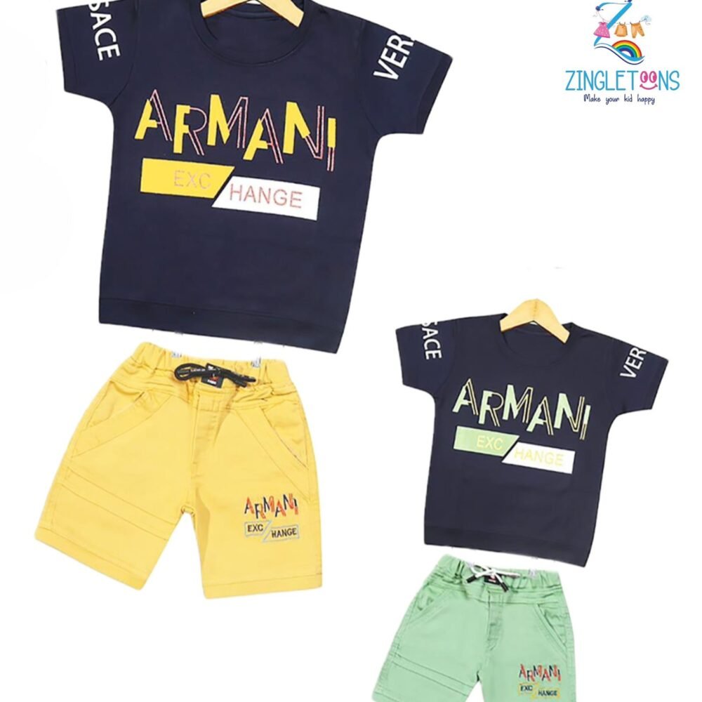 Welfit Printed Cotton Boy's Half Sleeve T-Shirt & Shorts