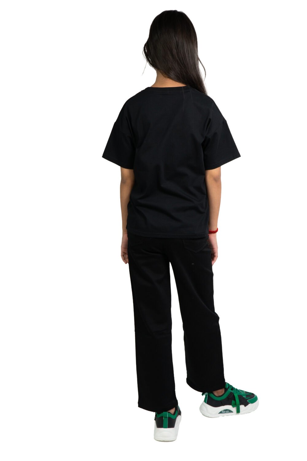 Girls Oversized Graphic T-Shirt – “teddy patch (Black) - Image 3
