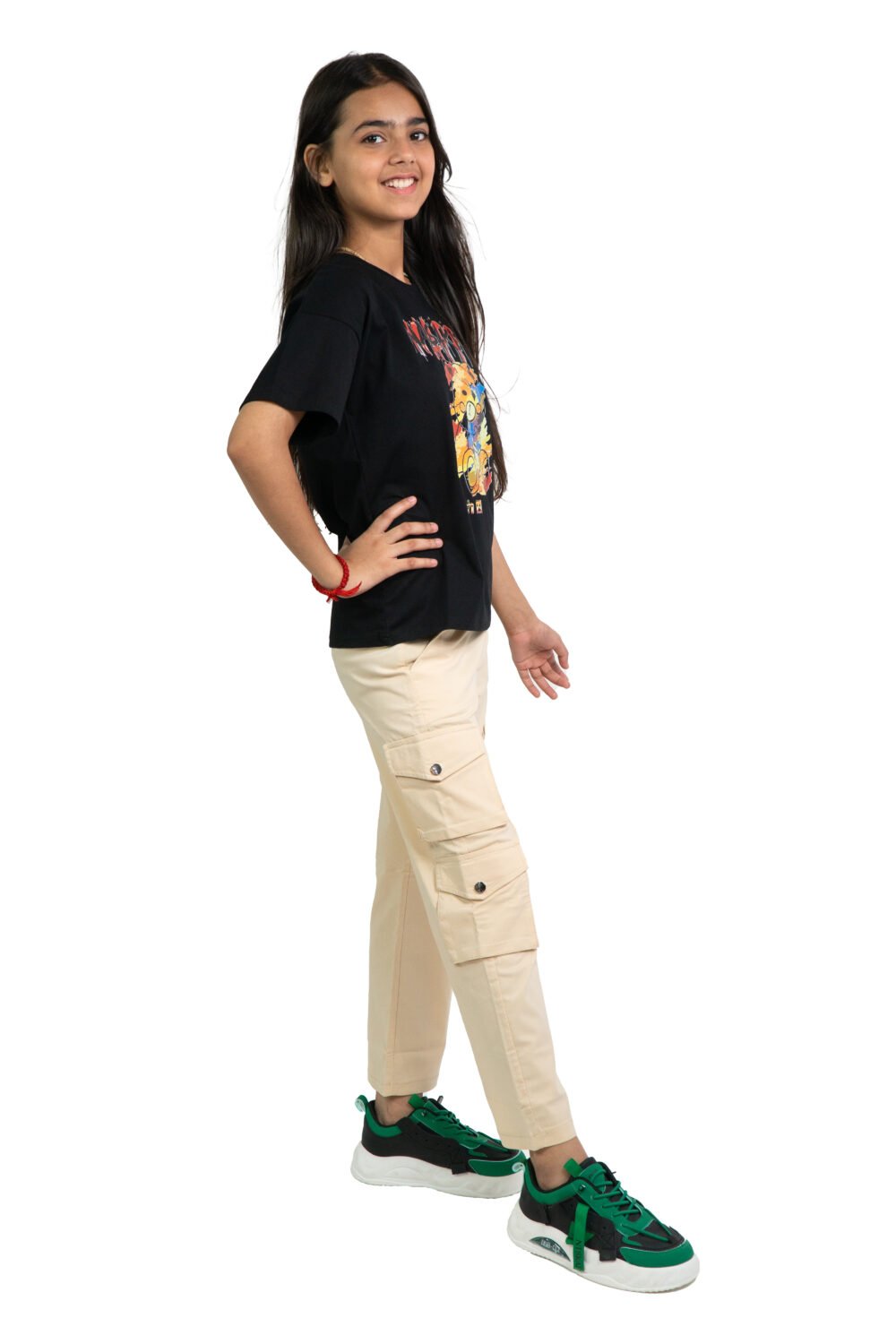 Girls Oversized Graphic T-Shirt – “Delicious Vibes” Dog Print (Black) - Image 3
