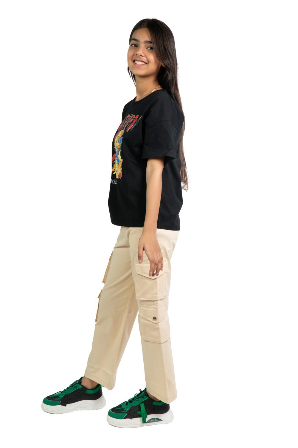 Girls Oversized Graphic T-Shirt – “Delicious Vibes” Dog Print (Black) - Image 5