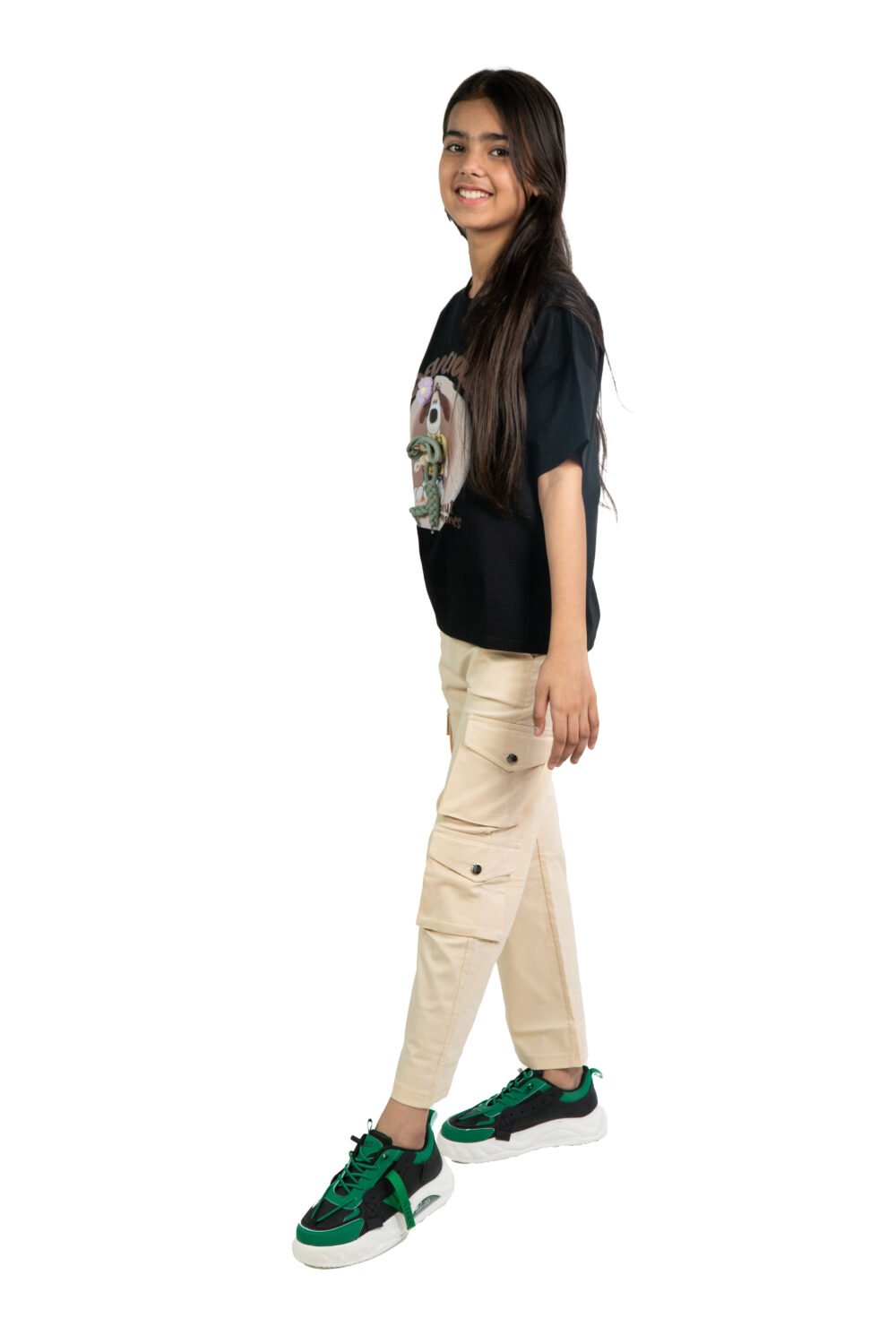 Girls Oversized Graphic T-Shirt – “Delicious Vibes” Dog Print (Black) - Image 5