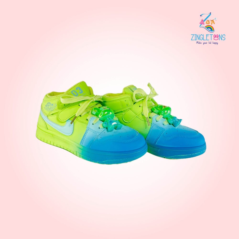 Boys PU Text Print Athletic Shoes in Green Color