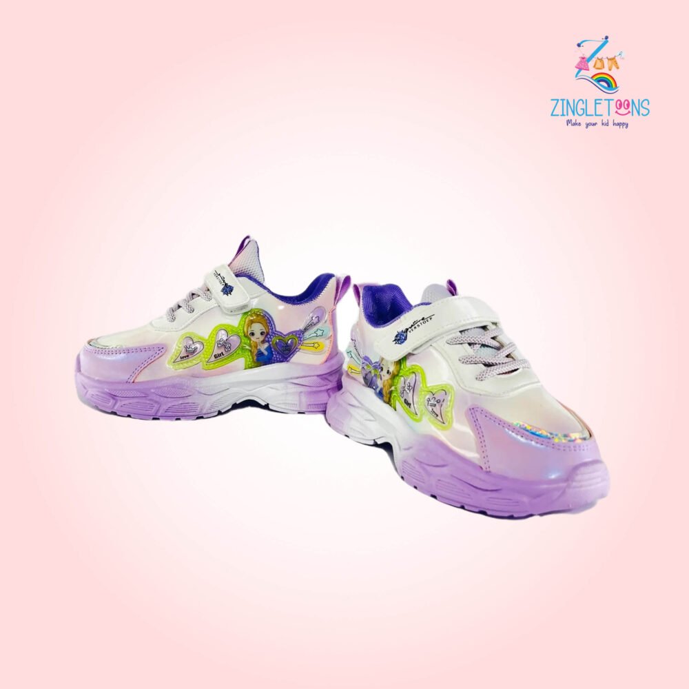 Girls Printed Lightweight Sneakers Purple