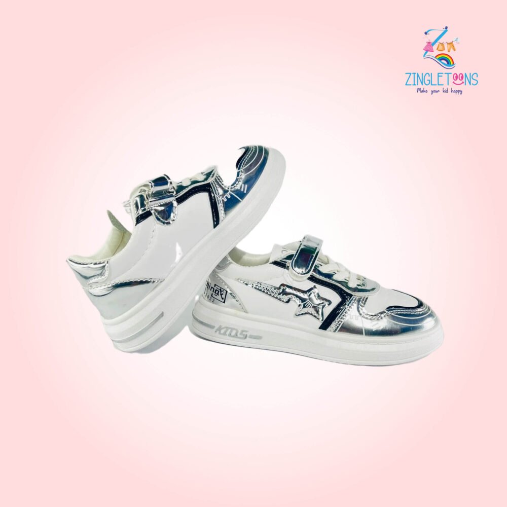 Velcro Sneakers For Boys & Girls (Silver)