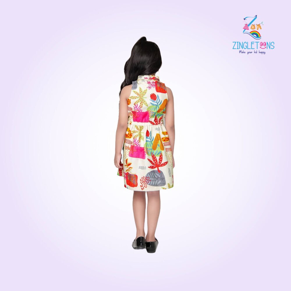 Printed Round Neck Dress - Image 3