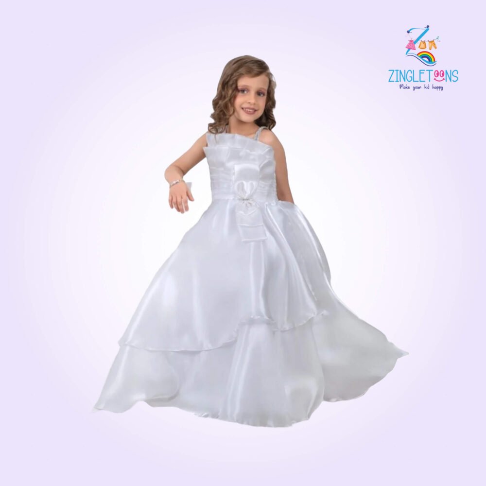 Designer White Embellished And Stone Work Party Wear Gown For Girls