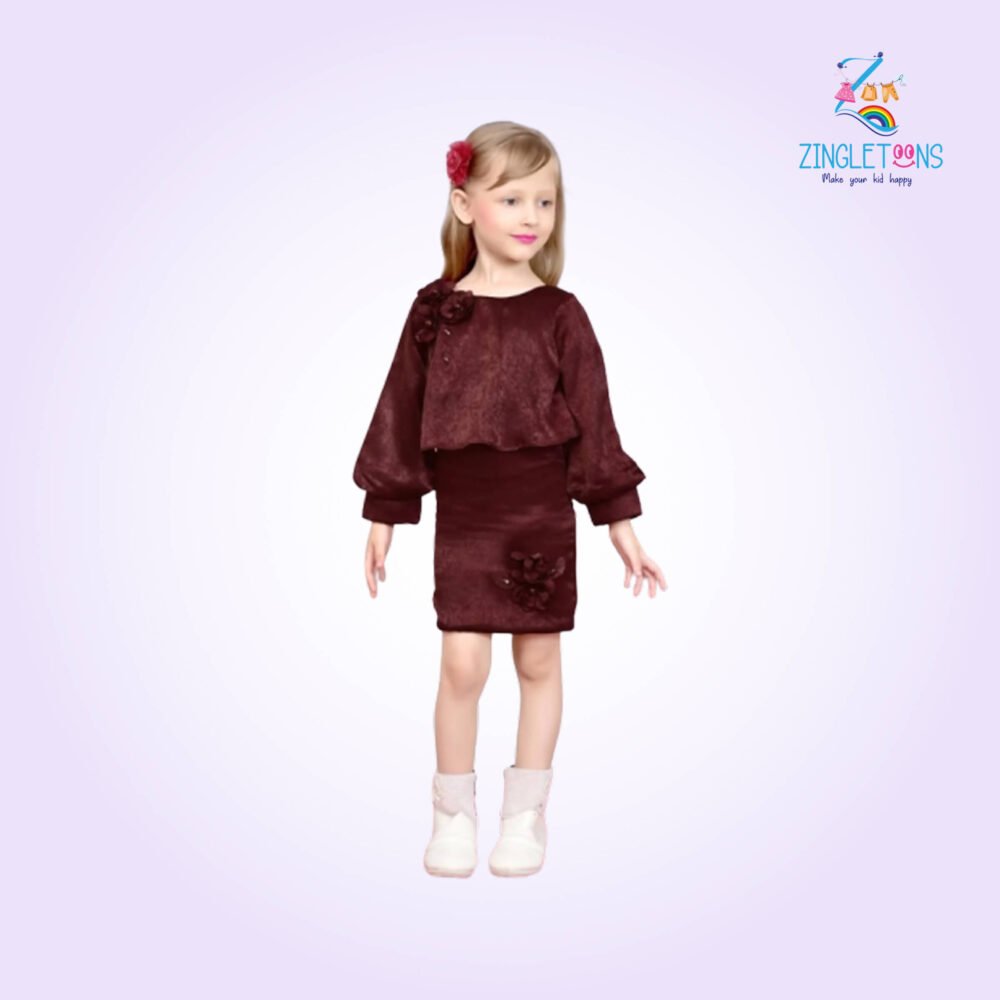 Elegant Maroon Velvet Co-ord Set for Girls | Winter Party Wear Outfit