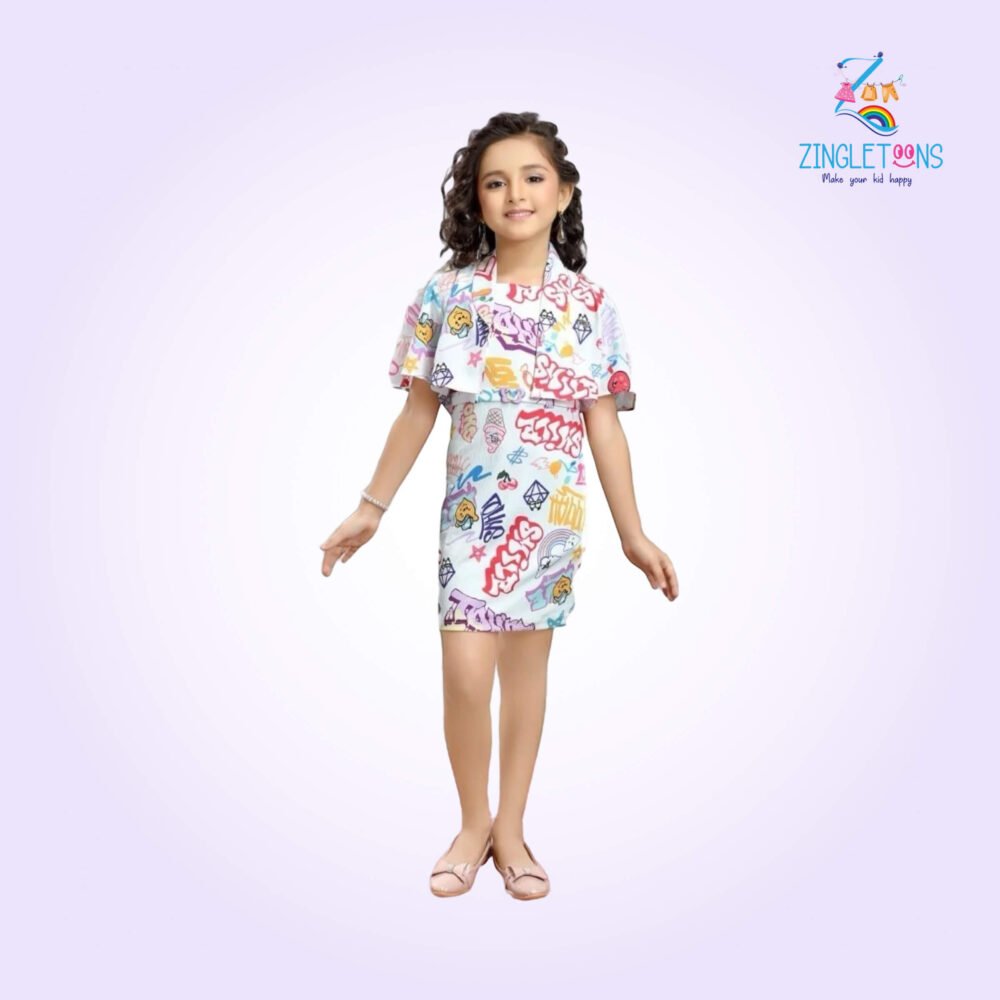 Multicolor Printed Dress For Kids