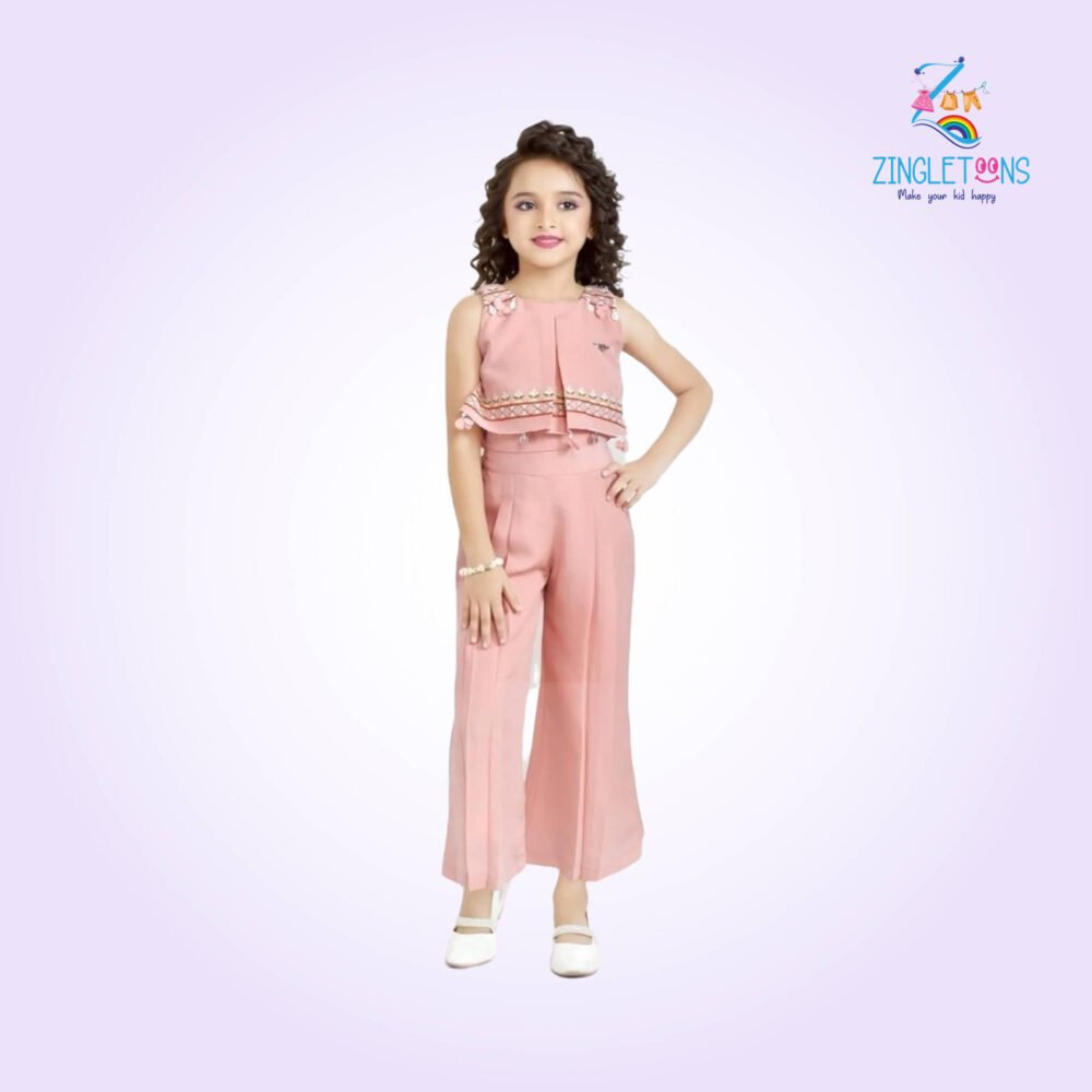 Pink Sleeveless Ruffle CO-Ord's set for Girls