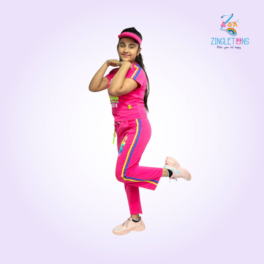 Girls' Stylish 2-Piece Tracksuit – "Good Attitude" Printed Set