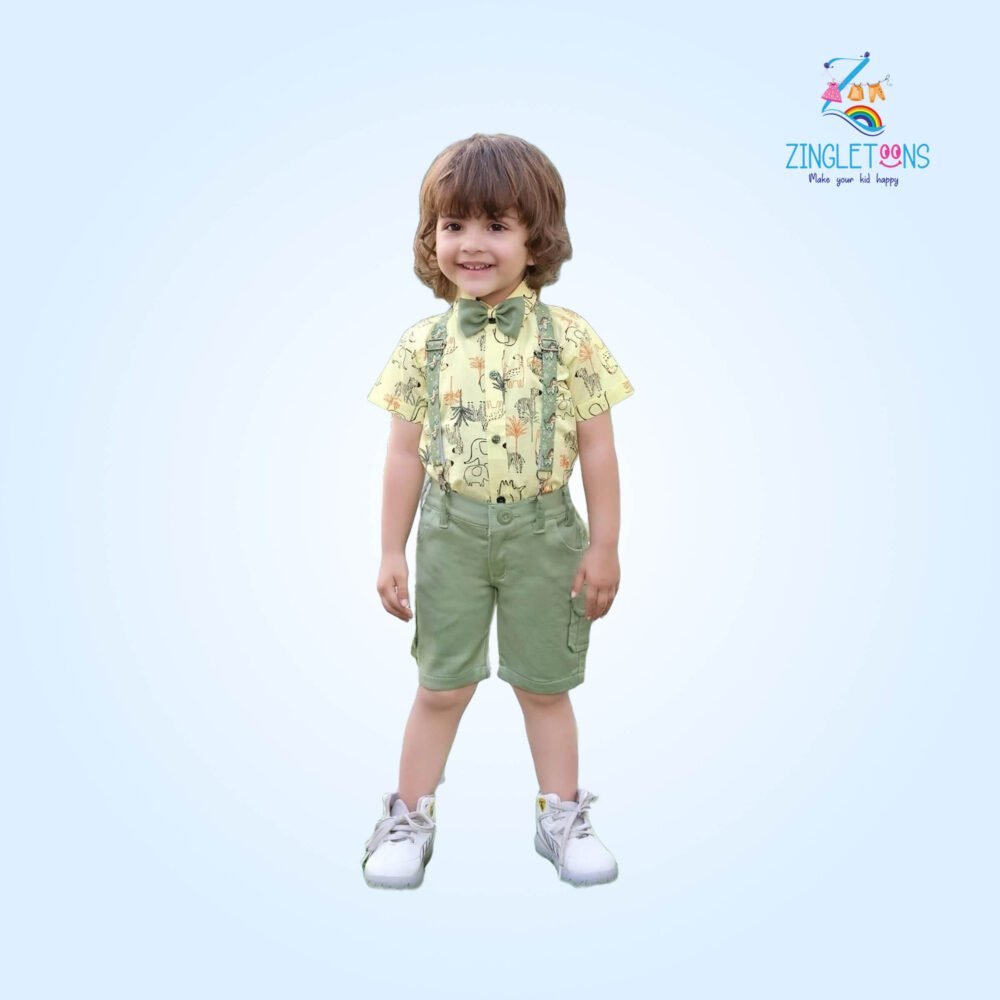Baby Boy Clothes Toddler Short Sleeve Button Down Shirt Casual Suspenders