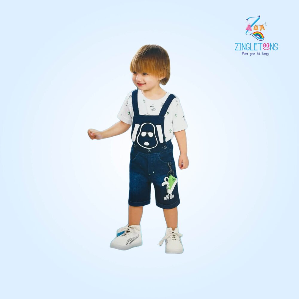 Toddler Boys’ Cartoon Dungaree Shorts Set