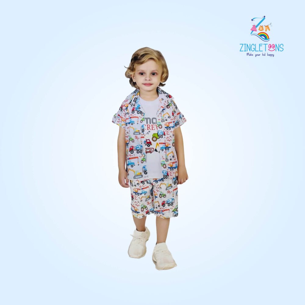 Boys’ Colorful Cartoon Print Summer Co-ord Set