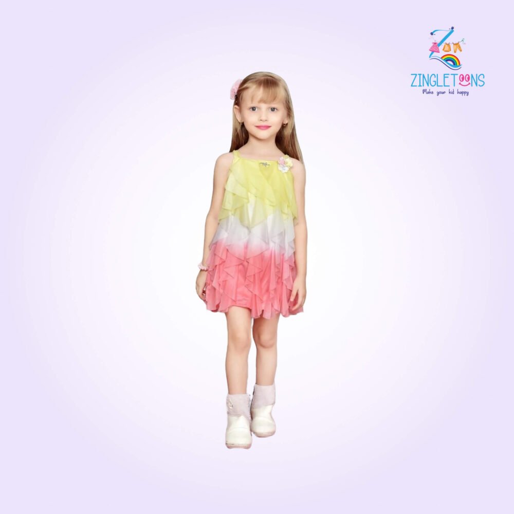 Girls’ Sleeveless Ombré Pleated Party Dress