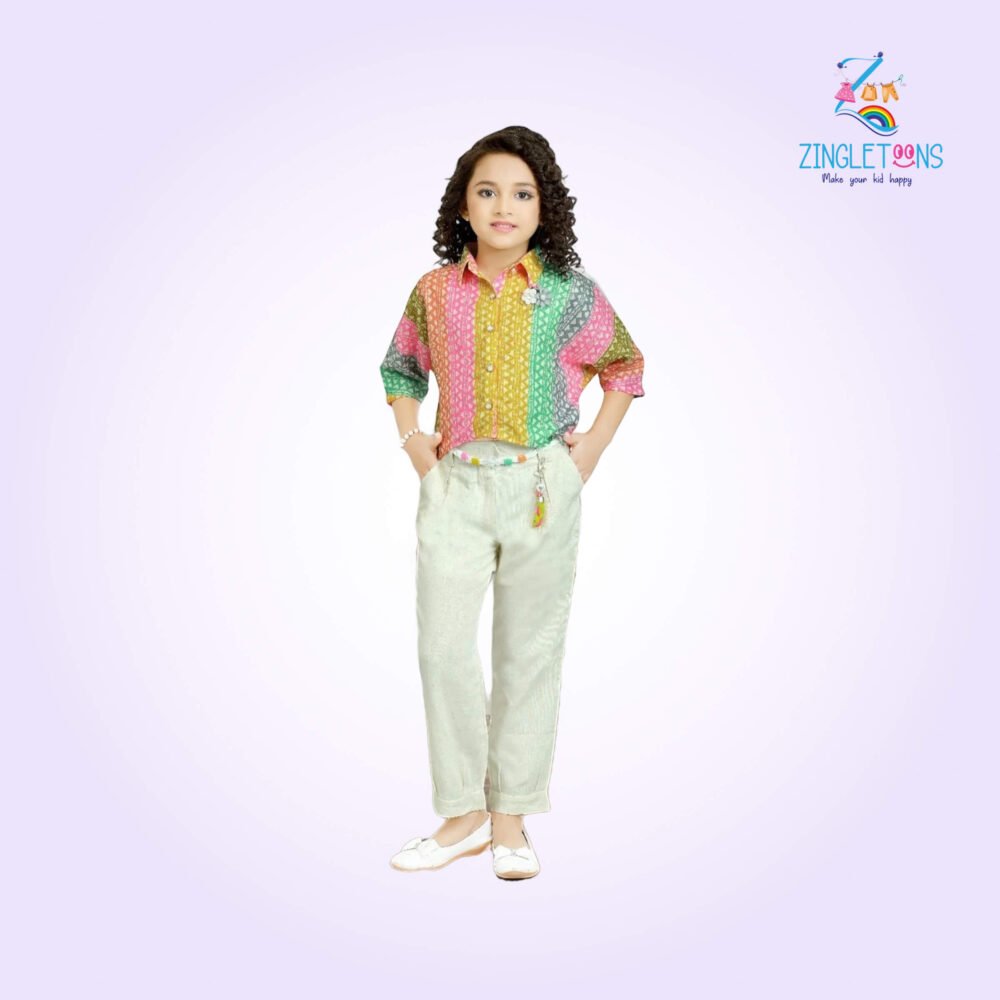 Multicolor Culottes Set For Girls