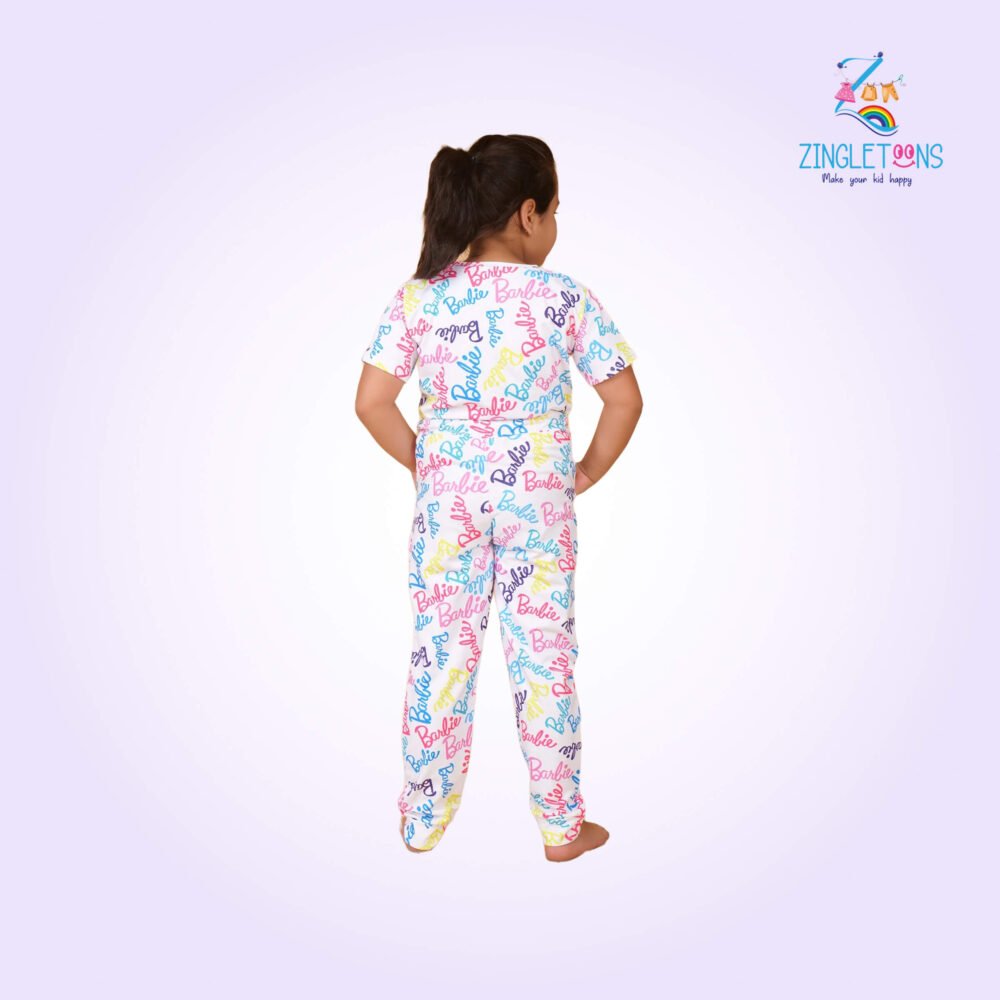 Girls Printed Half Sleeves T-shirt with Jogger - Image 3