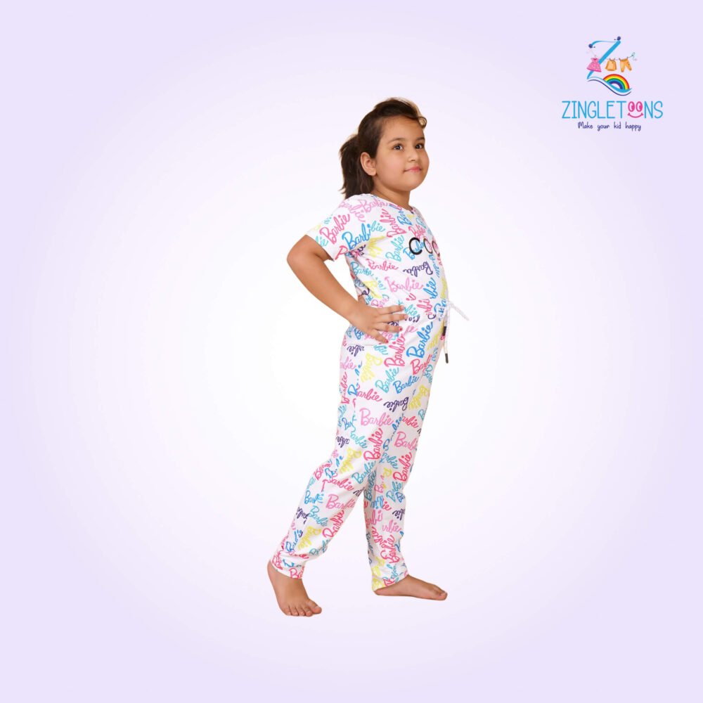Girls Printed Half Sleeves T-shirt with Jogger - Image 4