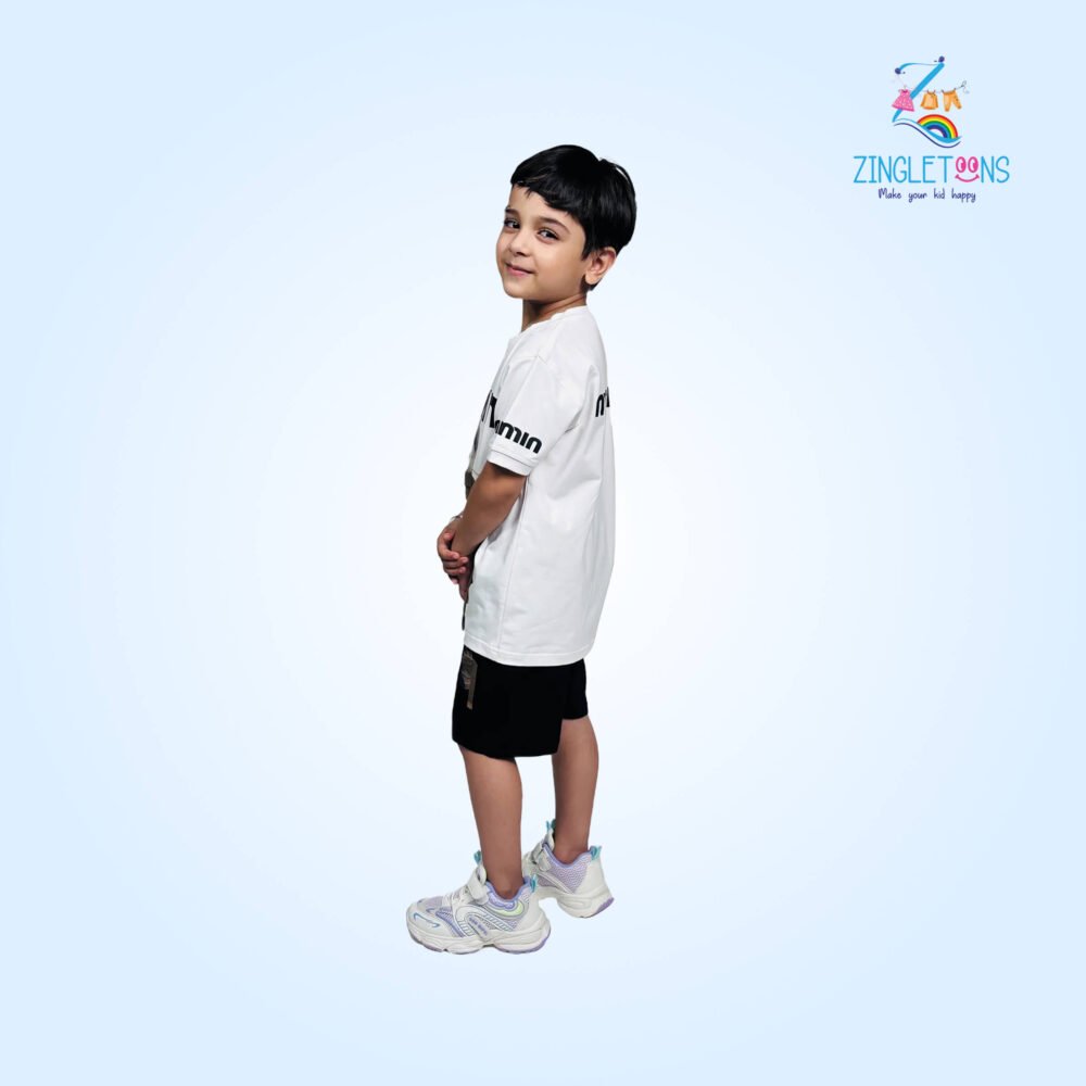 Stylish Kids' Casual Outfit – Utopia Printed T-Shirt & Cargo Shorts Set
