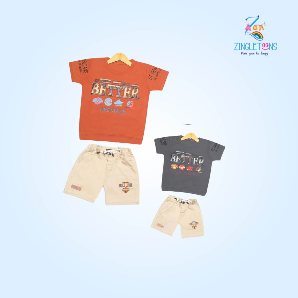 Welfit Printed Cotton Boy's Half Sleeve T-Shirt & Shorts