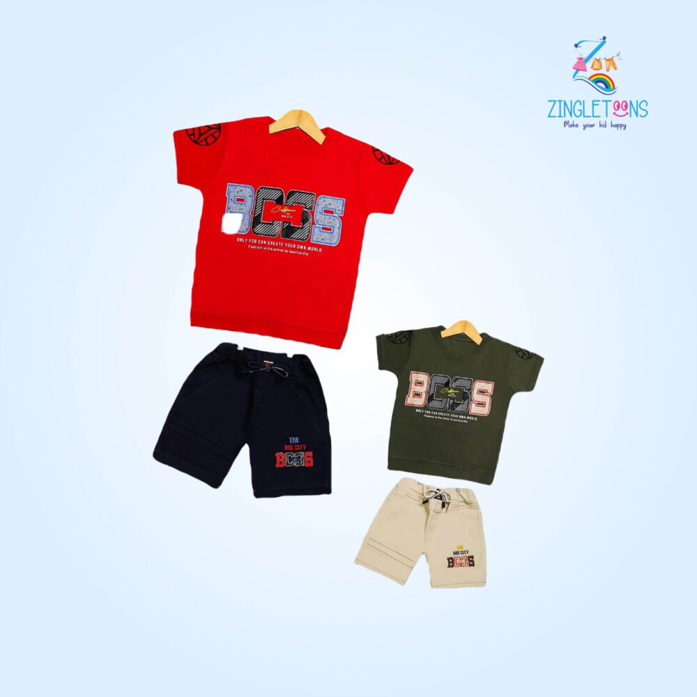 Welfit Printed Cotton Boy's Half Sleeve T-Shirt & Shorts
