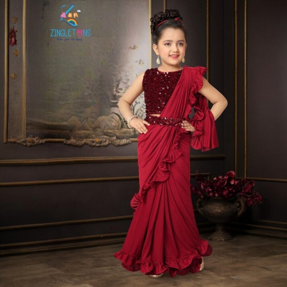 Party Wear Kids Ready To Wear Saree