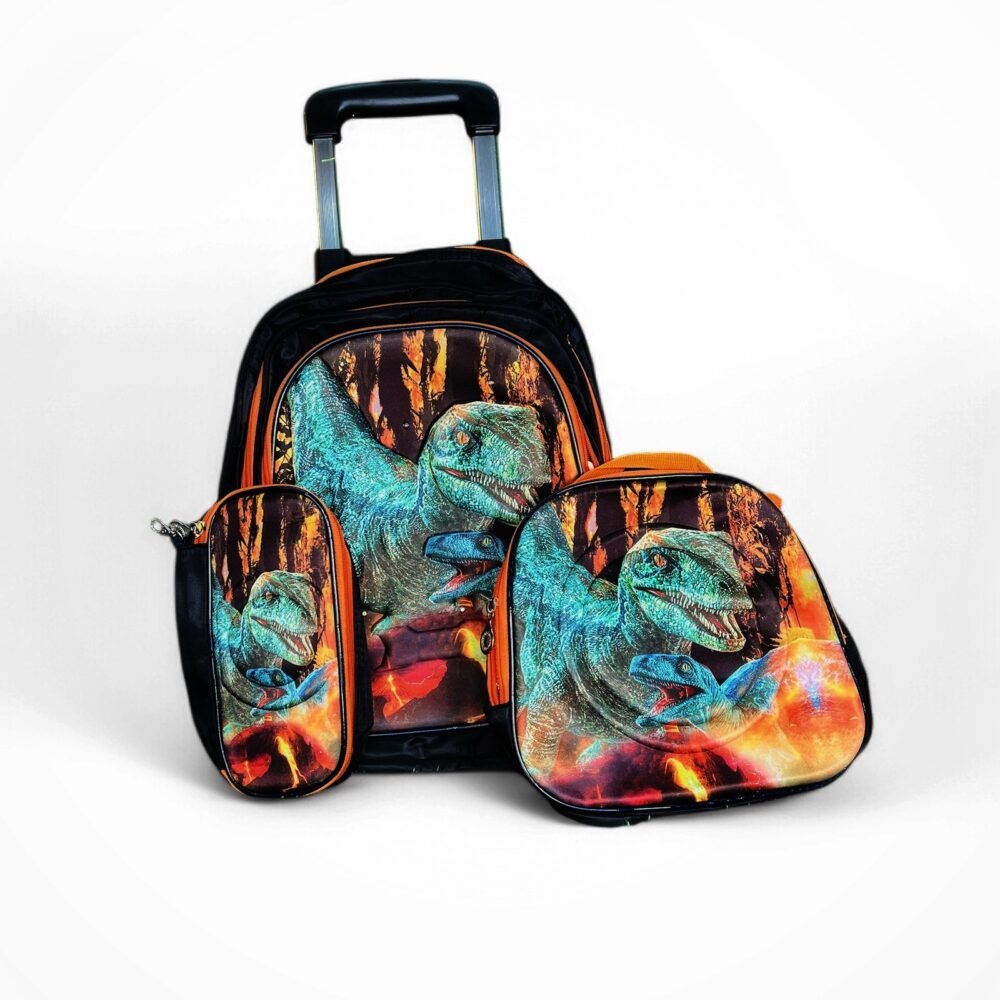 3-Piece Rolling Backpack Set with Cat Galaxy Print