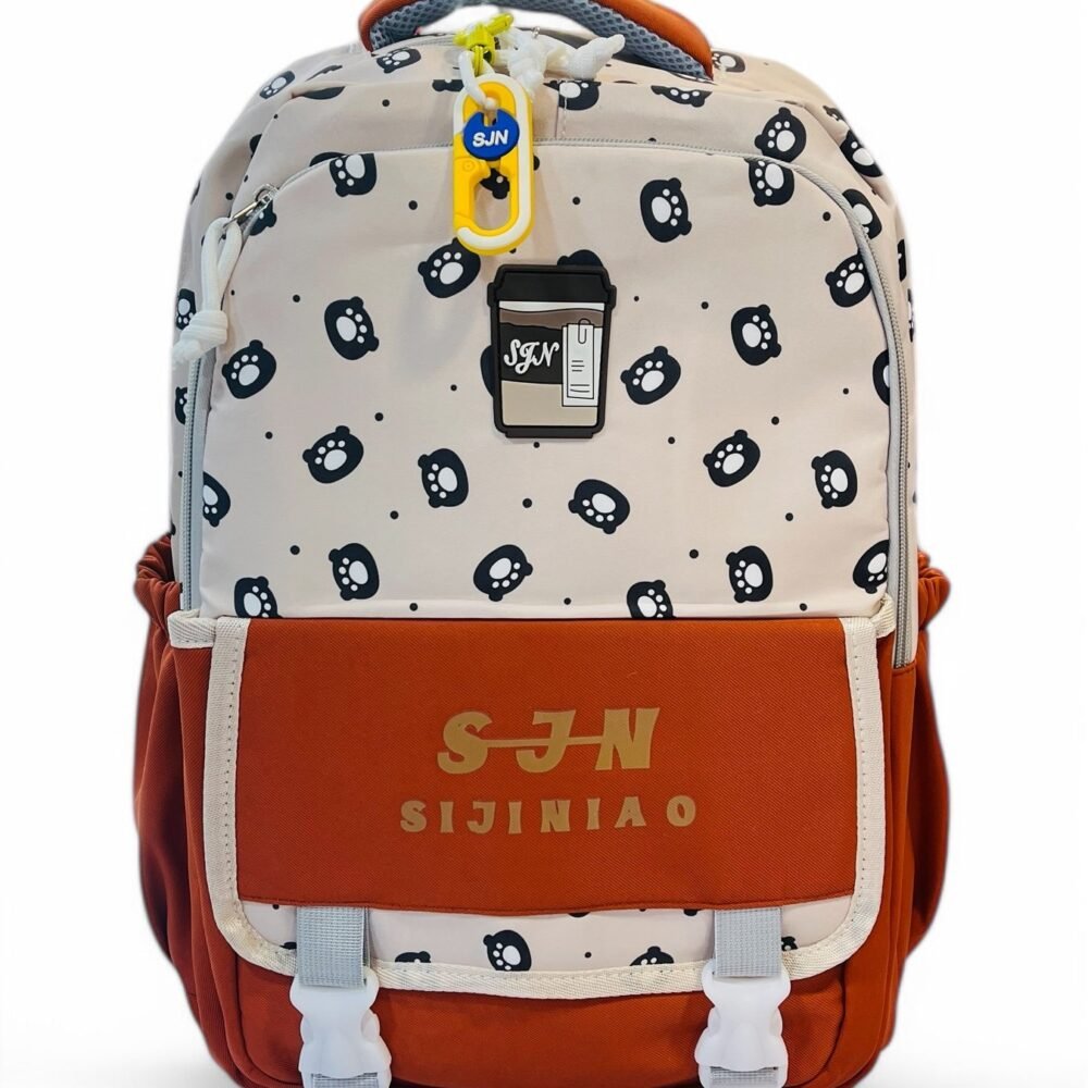 Trendy Cartoon Print Kids Backpack – Red & White