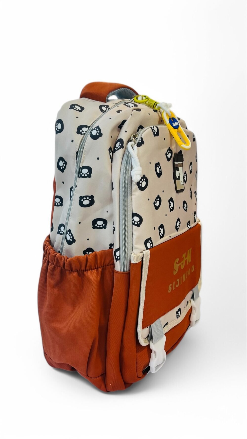 Trendy Cartoon Print Kids Backpack – Red & White - Image 3