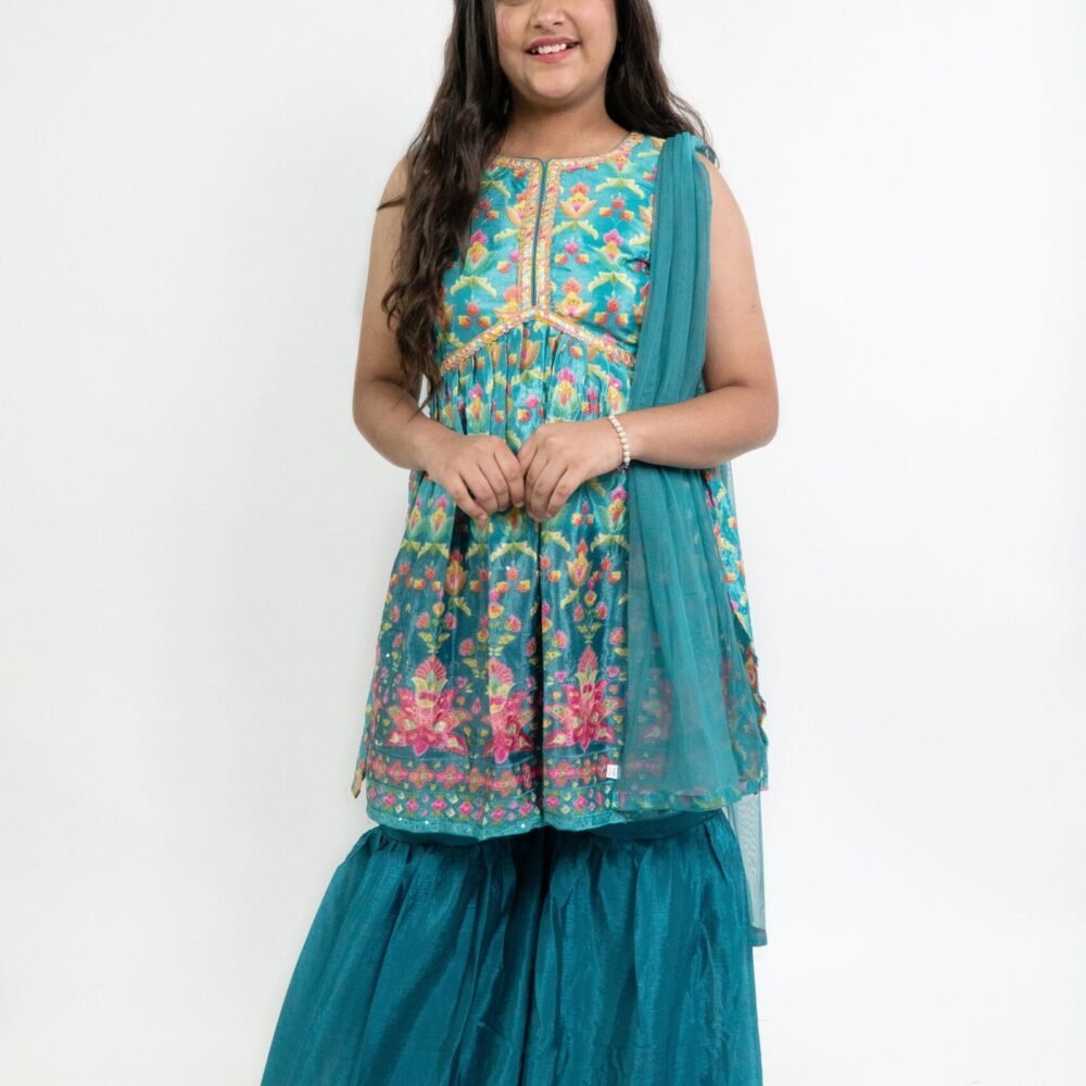Girls printed kurta sharara set