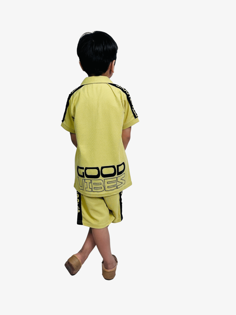 Stylish Kids’ Casual Outfit – MUSTARD T-Shirt & Cargo Shorts Set - Image 5