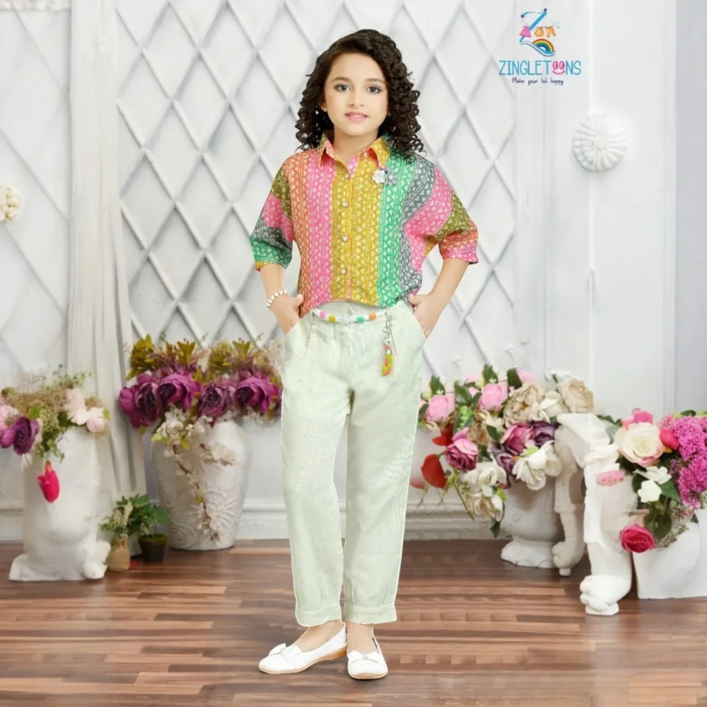 Multicolor Culottes Set For Girls