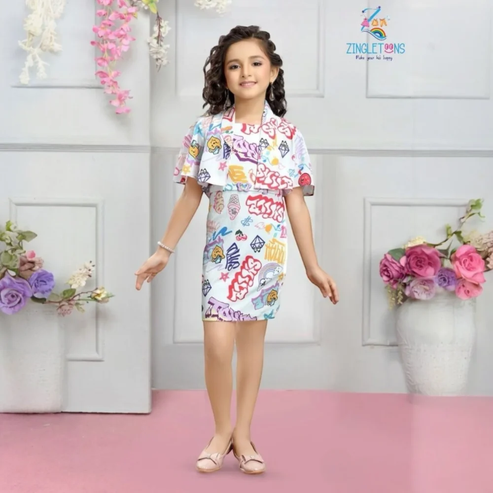 Multicolor Printed Dress For Kids